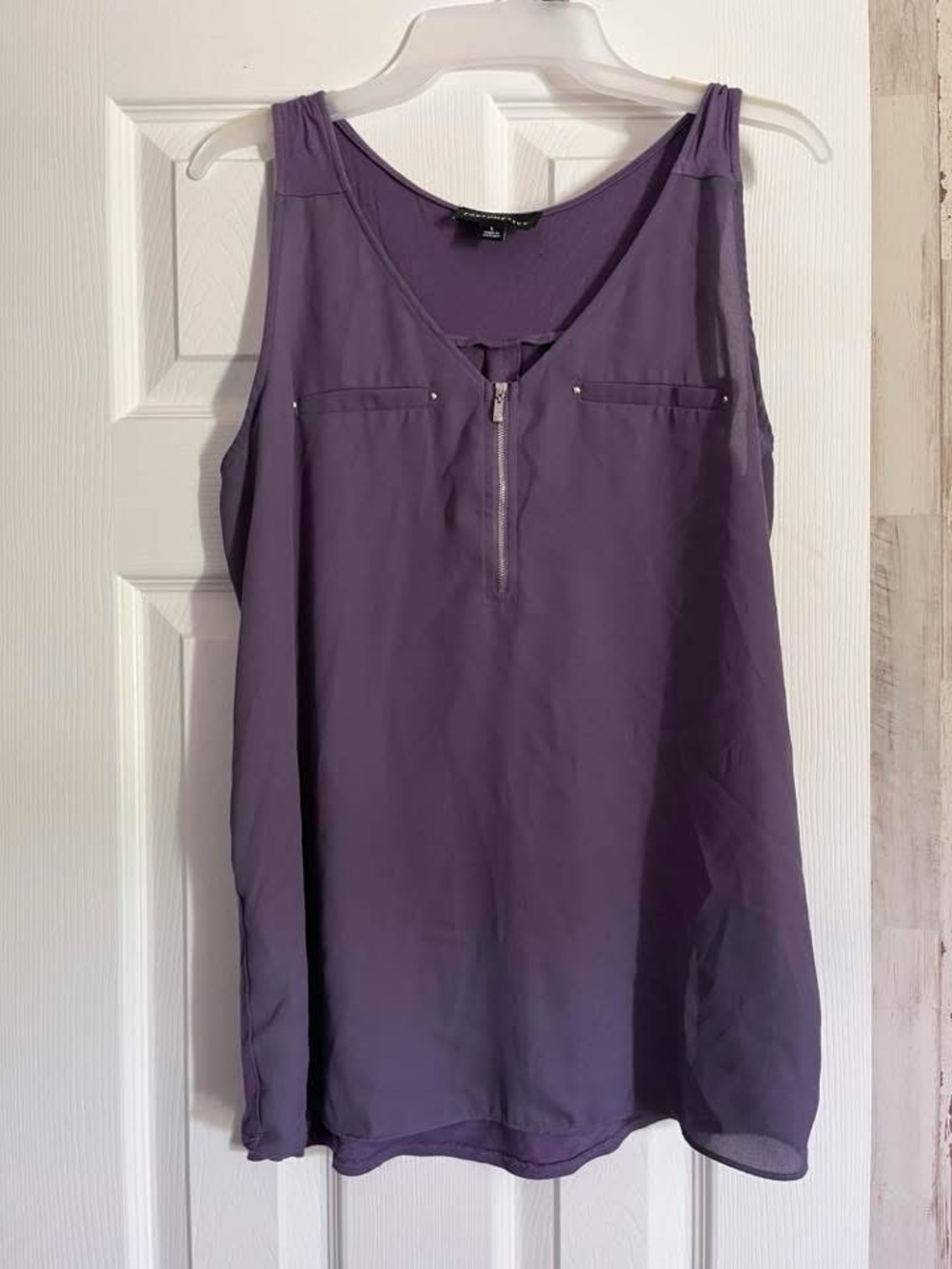 Purple Sleeveless Zip Front Tank